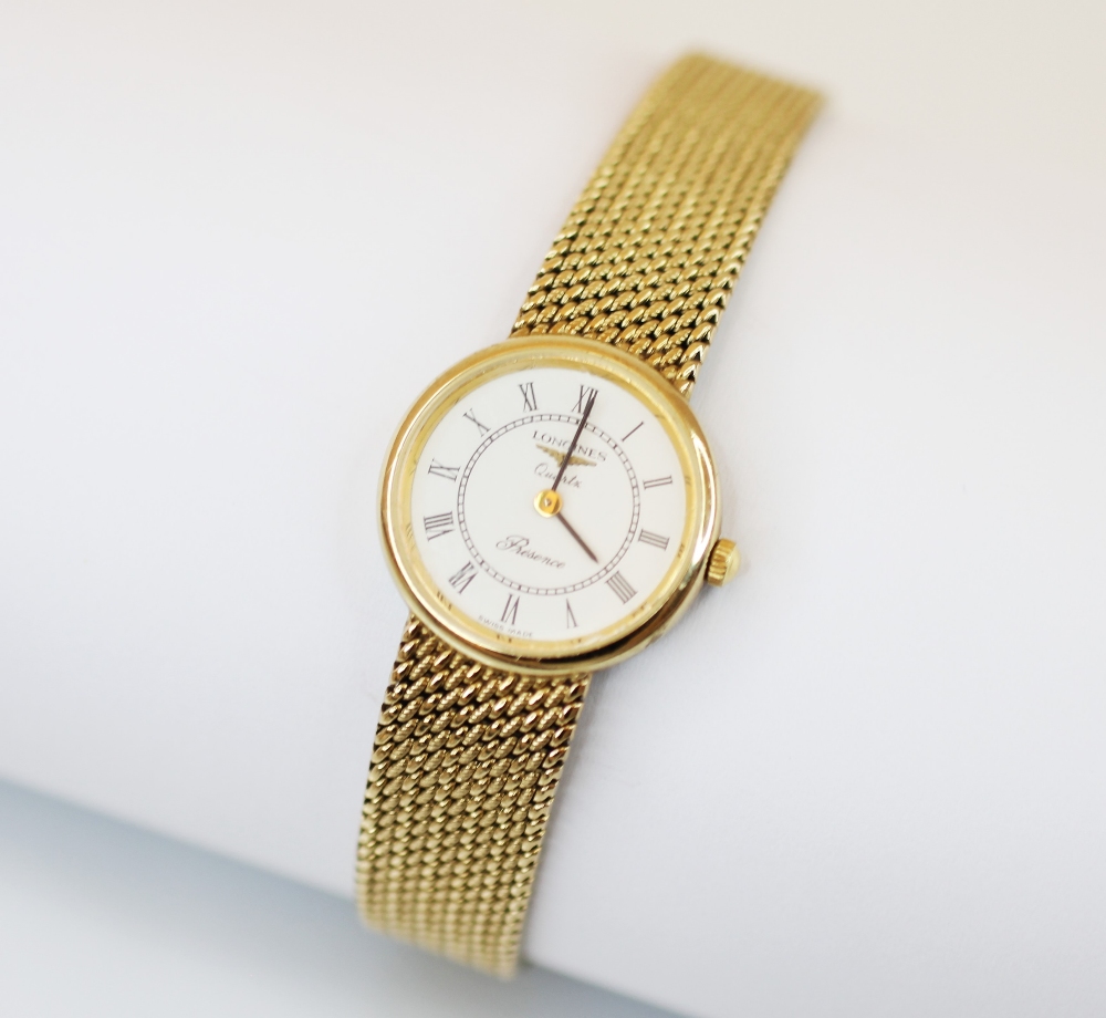 A ladies Longines 9ct gold ladies wristwatch, the circular white dial with Roman numerals and - Image 3 of 4