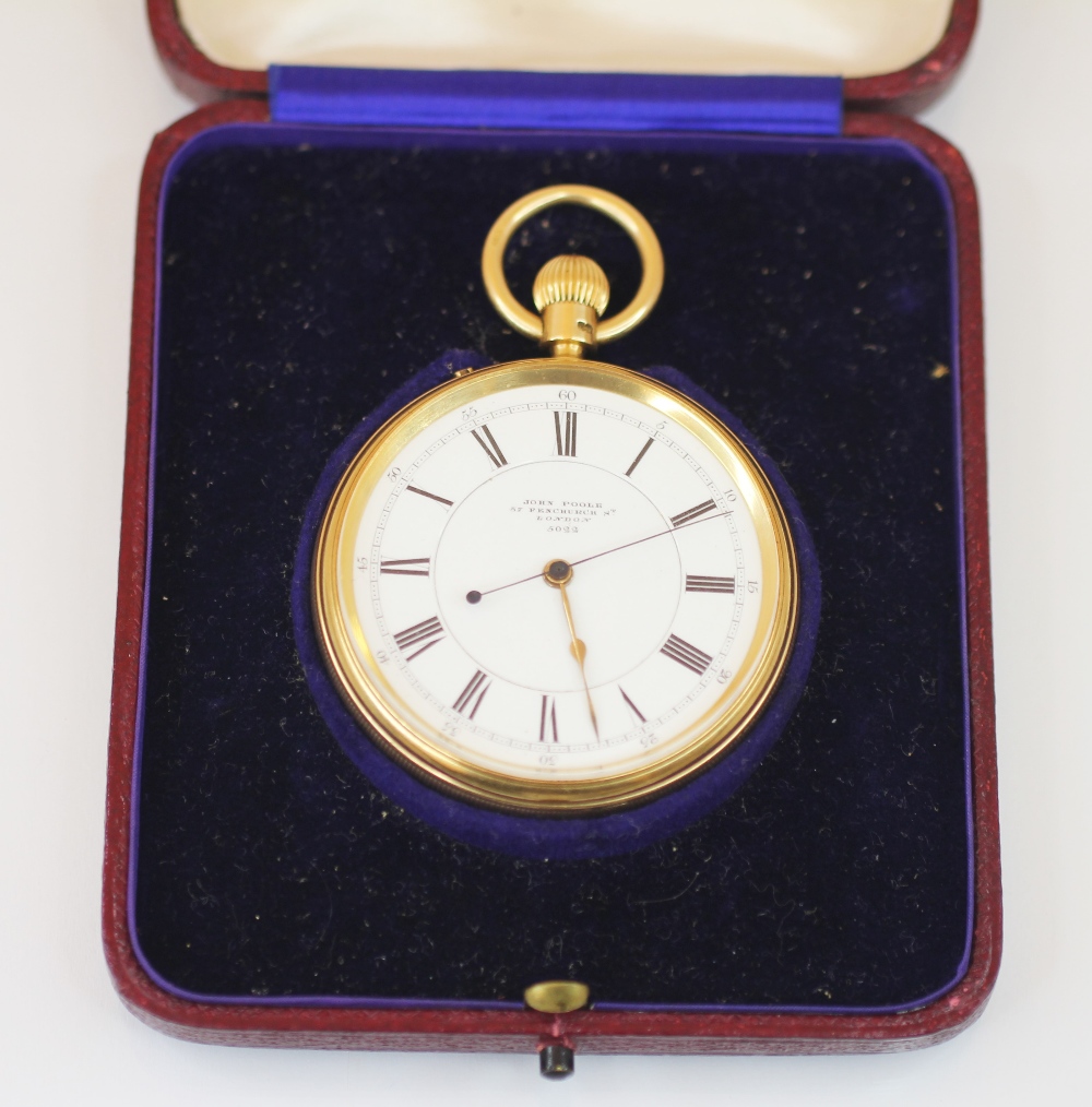 A Victorian 18ct gold open face pocket watch, the circular white enamel dial with black Roman - Image 2 of 4