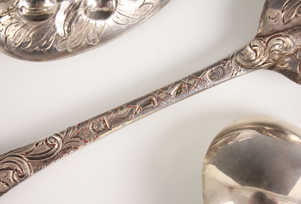 A pair of George I silver Hanovarian pattern spoons, stamped ‘IS’, London 1724, the bowls with later - Image 4 of 4