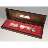 A cased set of three 'The Royal Standards' silver commemorative ingots for Queen Elizabeth II Silver