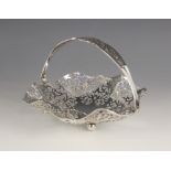 A swing handled silver basket, Stone Bros Ltd, Birmingham 1971, the hexagonal body with pierced