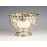 A Victorian silver pedestal bowl, Atkin Brothers, Sheffield 1900, of circular form with engraved and