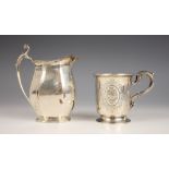 A Victorian silver christening mug, Edward and John Barnard, London 1856, of flared cylindrical form