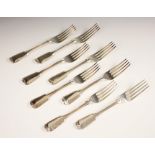 A set of five Victorian silver fiddle and thread pattern forks, Chawner & Co, London 1848-55, 20.5cm
