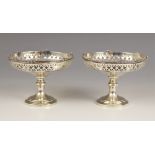 A pair of George V silver pedestal bonbon dishes, probably Mappin & Webb Ltd, Birmingham 1927, the