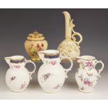 A Royal Worcester porcelain blush ivory ewer, shape number 1143, decorated in gilt with a