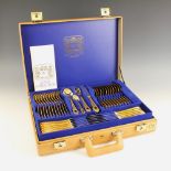 A Royal Collection 'Solingen' canteen of cutlery, the twelve place gold plated setting setting