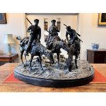 After Eugene Lanceray (Russian, 1848-1886), a 20th century patinated bronze group of large