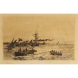 William Lionel Wyllie R.A. R.I. (British, 1851-1931), Shipping on the Thames, Etching on paper,