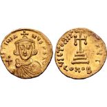 Justinian II, First Reign, AV Solidus. Constantinople, AD 687-692. D IЧSƮINIANЧS PЄ AV, facing