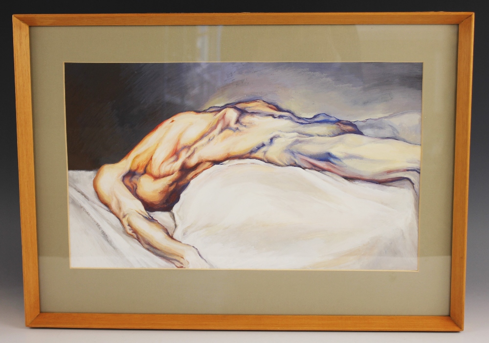 Margaret Charman (British, b.1941), "Supine Man", Gouache on paper, Signed and dated December 1997 - Image 2 of 4