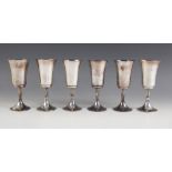 A set of six silver wine goblets, Warwickshire Reproduction Silver, Birmingham 1972, the flared rims