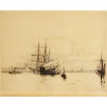 Harold Wyllie (British, 1880-1973), "Yarmouth", Etching on paper, Signed in pencil to lower