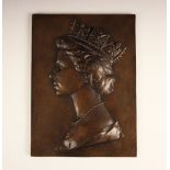 After Arnold Machin O.B.E. R.A. F.R.S.S. (1911-1999), A cast bronze plaque depicting Queen Elizabeth