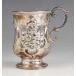 A Victorian silver christening mug, Henry Wilkinson and Co, London 1867, the beaded rim above an