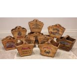 A collection of ten vintage style wooden advertising trugs, each applied with individual fictional