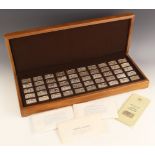 A cased set of '1000 years of British monarchy sterling silver mint edition' ingots, comprising