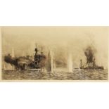William Lionel Wyllie R.A. R.I. (British, 1851-1931), "HMS Warspite And Warrior At Jutland, May