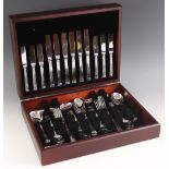 An Arthur Price stainless steel canteen of cutlery, the forty four piece, six place setting with