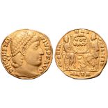 Constantius II AV Solidus. Antioch, AD 355-361. D N CONSTANTIVS P F AVG, pearl-diademed head right /