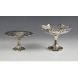 A George V silver pedestal bonbon dish, Alexander Clark and Co Ltd, Birmingham 1919, the pierced rim