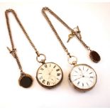 A Victorian silver open face pocket watch, the circular white enamel dial with Roman numerals and