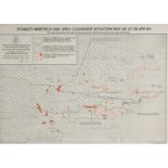 Military Interest; A framed Stanley Minefield and area clearance situation map, dated for 6 April