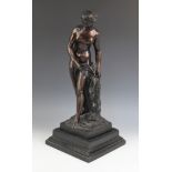 After Etienne-Maurice Falconet (French, 1716-1791), "Baigneuse" [bathing woman], a patinated