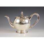 A George III silver teapot, Peter, Ann and William Bateman, London 1801, the spiral fluted nut