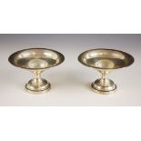 A pair of George V silver pedestal bonbon dishes, Levi and Salaman, Birmingham 1915, the plain