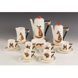 A Royal Doulton H4927 "Reynard The Fox" pattern coffee service, comprising: a large coffee pot, 21cm