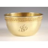 A Faberge silver gilt presentation bowl, Stephan Wakeva, Moscow 1899-1908, the circular bowl of