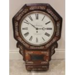 A Victorian rosewood fusee wall timepiece, signed John Benham, Cullompton, mid 19th century, overall