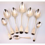 A set of four William IV silver fiddle pattern table spoons, Benoni Stephens, London 1834, with