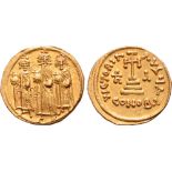 Heraclius, with Heraclius Constantine and Heraclonas AV Solidus. Constantinople, AD 610-641.