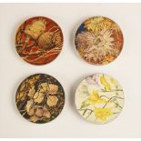 Margaret Charman (British, b.1941), Four tondo floral miniatures, Watercolour on plaster, Each