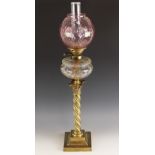 An F S & Co Ltd oil lamp of large proportions, late 19th or early 20th century, the dimpled