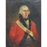 Manner of John Hoppner R.A. (1758-1810), A half length oil portrait of a military officer, his