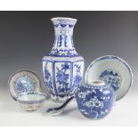 A selection of Chinese porcelain, 18th century and later, comprising; an 18th century blue and white