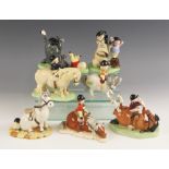 Seven limited edition Royal Doulton 'Thelwell' figural groups, comprising: 'Losing Hurts', model