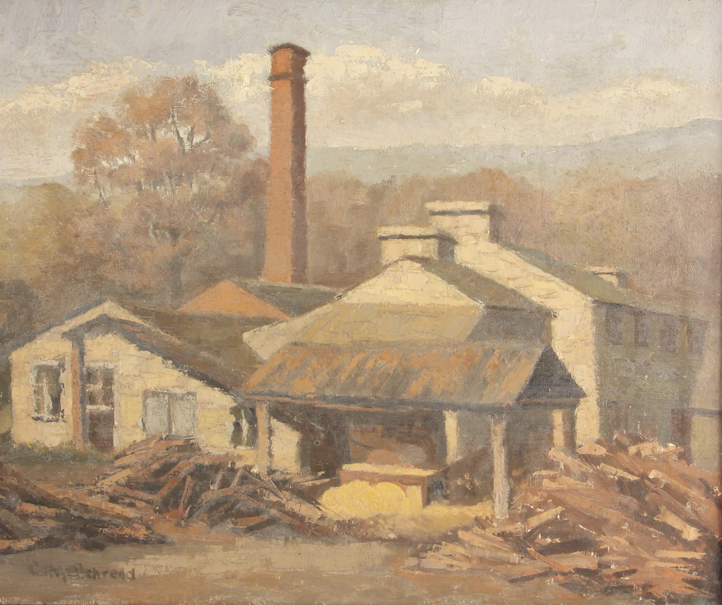 C M Behrend (British school, 20th century), A saw mill, Oil on canvas, Signed lower left, artist's - Image 2 of 3