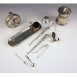 A selection of silver and silver coloured items, to include an Edwardian silver string box, Synyer