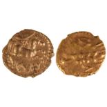 CATUVELLAUNI, Cunobelin, Quarter-Stater, Plastic type, ear of barley dividing ca-mv, rev. horse