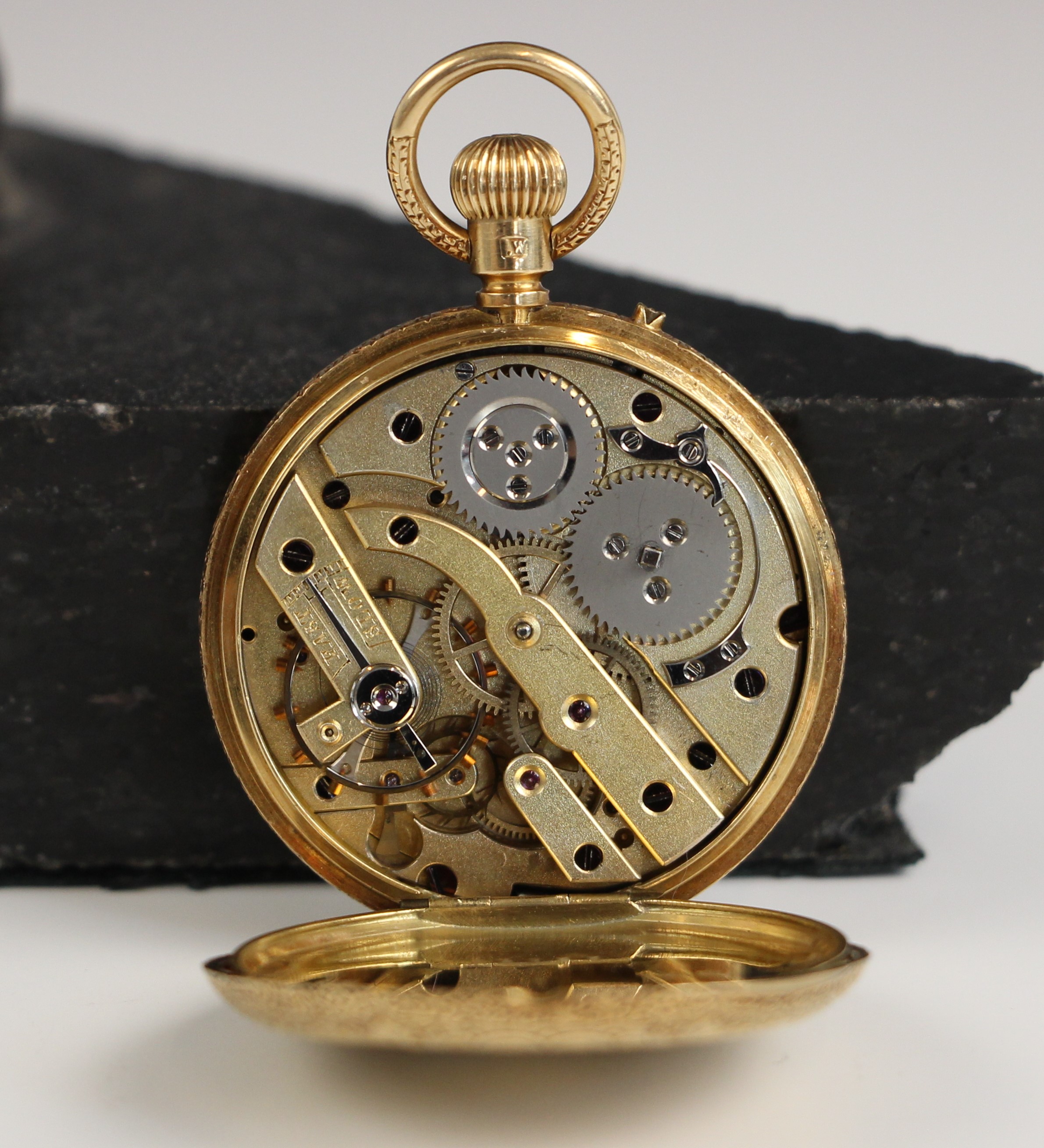 A Victorian 18ct yellow gold ladies half hunter pocket watch, the circular white enamel dial with - Image 3 of 3
