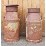 A pair of vintage milk churns, both cast in relief 'Cadbury Bros Ltd', one with lid, 69cm and 75cm