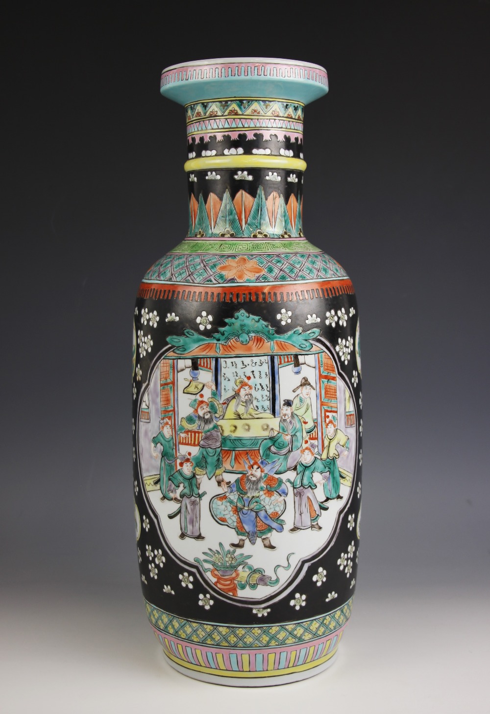 A Chinese porcelain famille verte baluster vase, Kangxi six-character mark, the body of the vase - Image 2 of 5