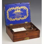 A Winsor & Newton watercolour box, mid 19th century, with removable pigment tray, glazed mixing