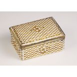 A French enamel box with hinged cover, mid 19th century, gilt lattice detail throughout, with gilt