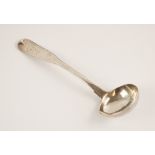 A George III silver fiddle pattern sauce ladle, possibly William Hannay, Edinburgh 1810, the