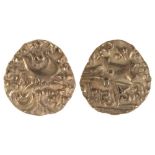 Kidarite Huns, Sri Vinayaditya, circa late 5th century A.D, debased stater, highly stylied king